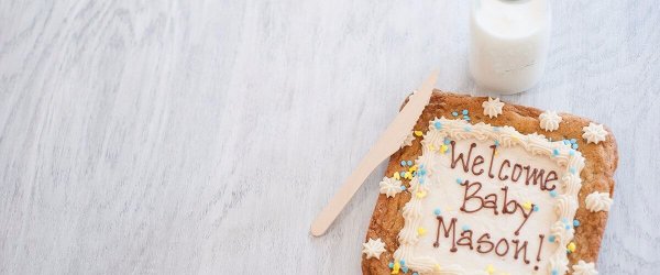 A Cookie Text cookie cake is a perfect baby shower gift!