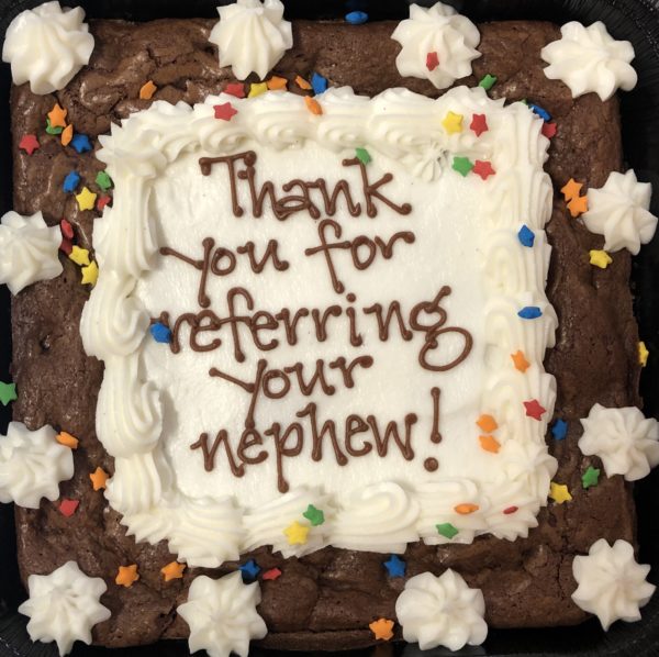 BrownieText with thank you message